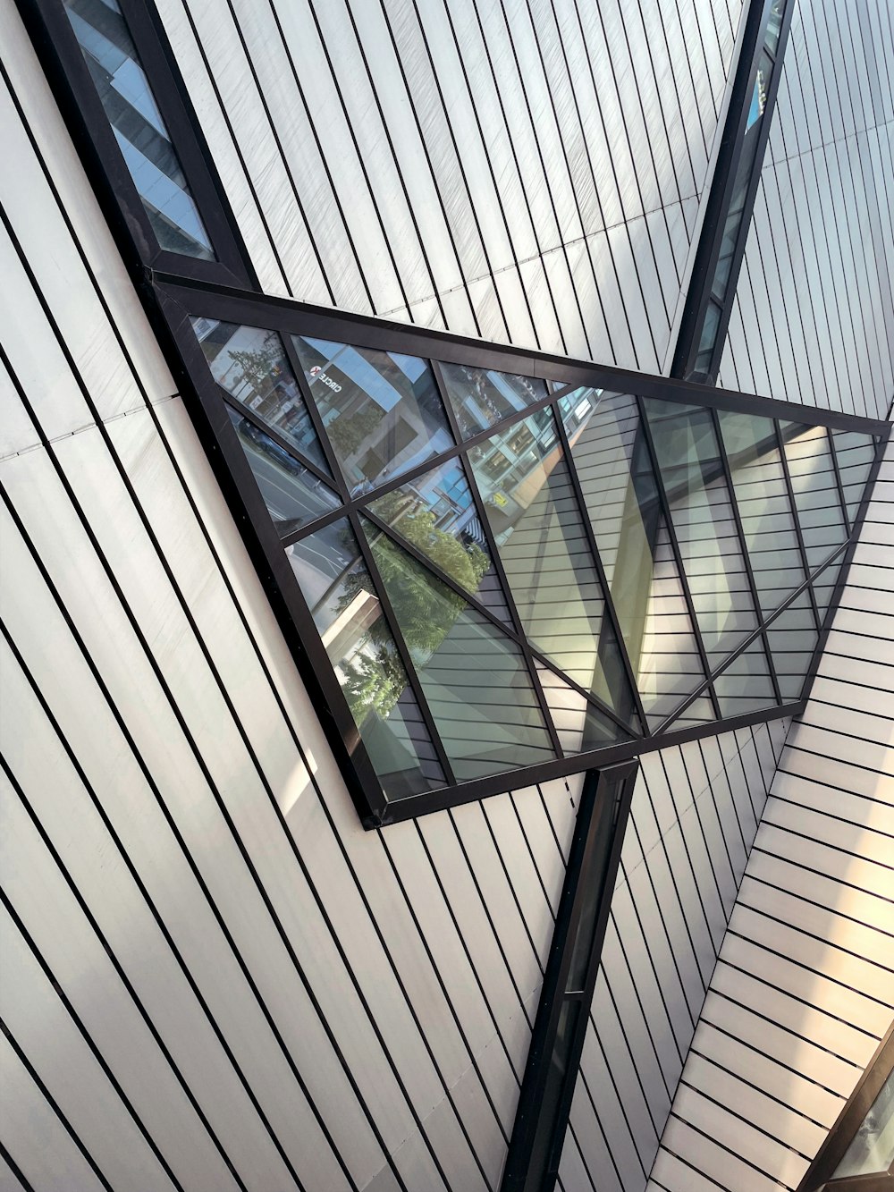 looking up at a glass ceiling