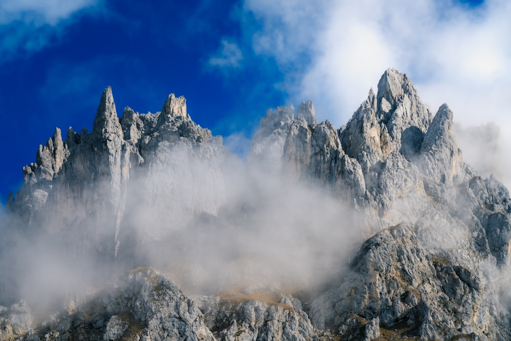 a mountain with a waterfall