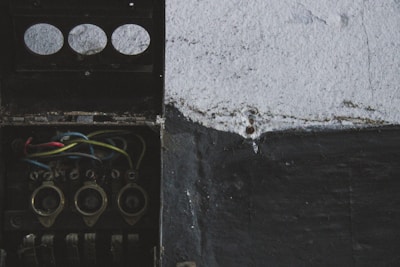 Industrial electrical installation with blue and black wiring.