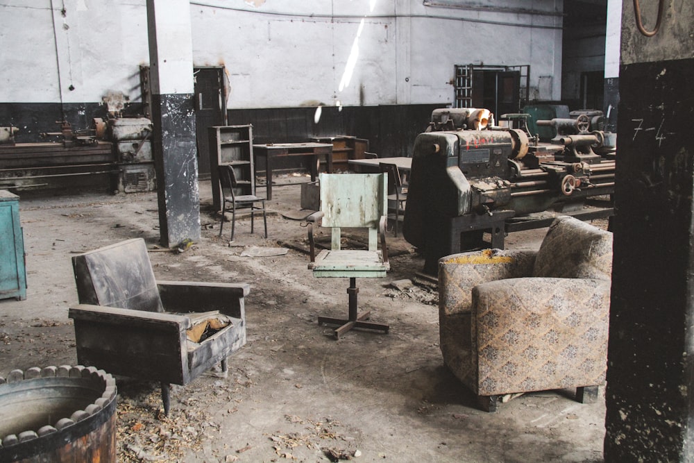 a room with old chairs