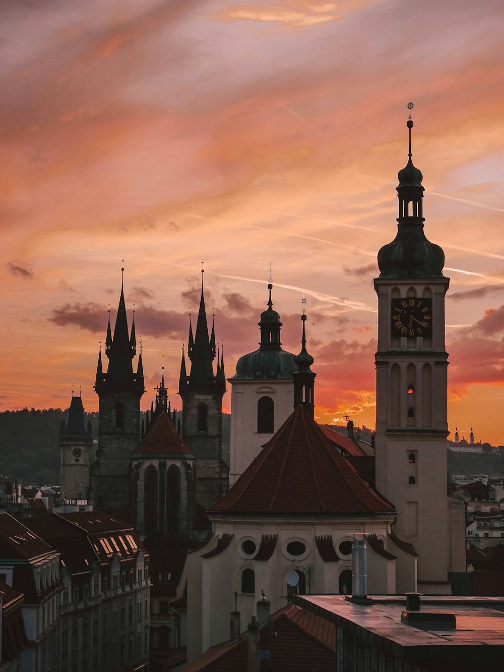 a clock tower in a city