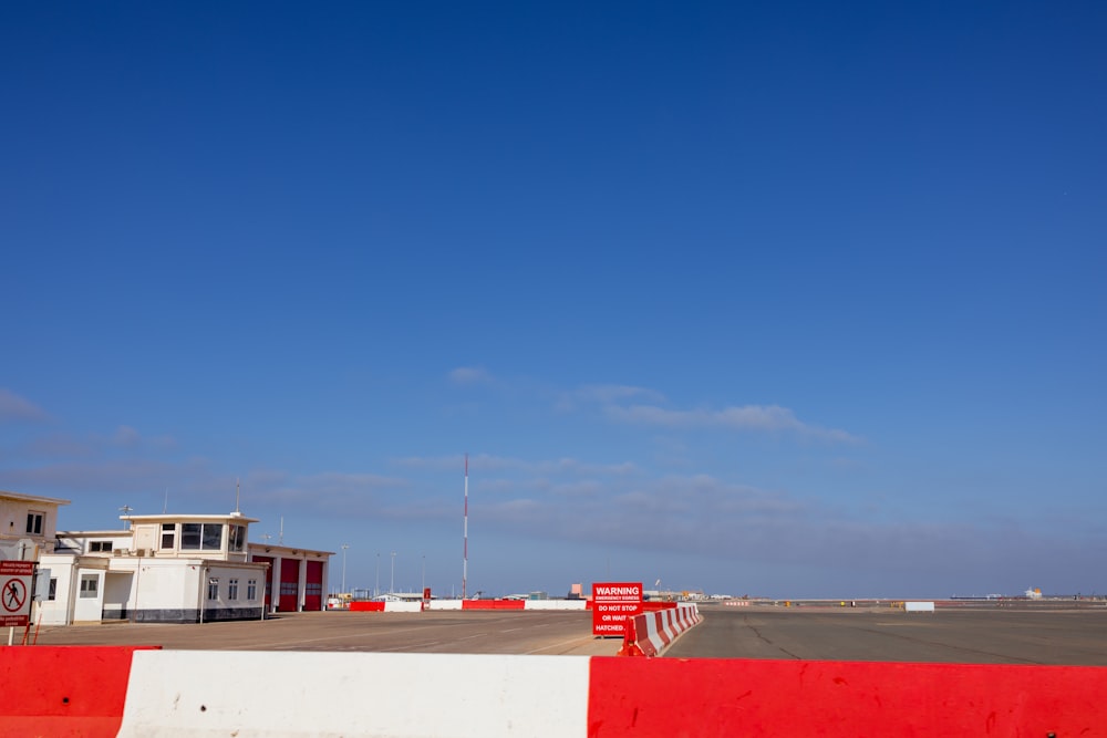 a group of buildings with a blue sky