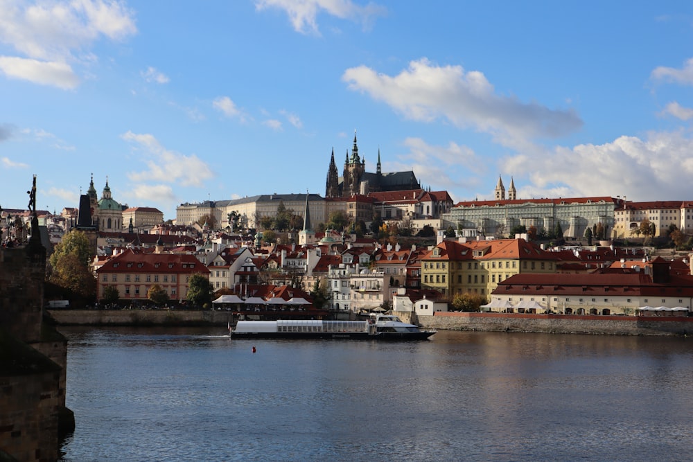 a body of water with buildings along it