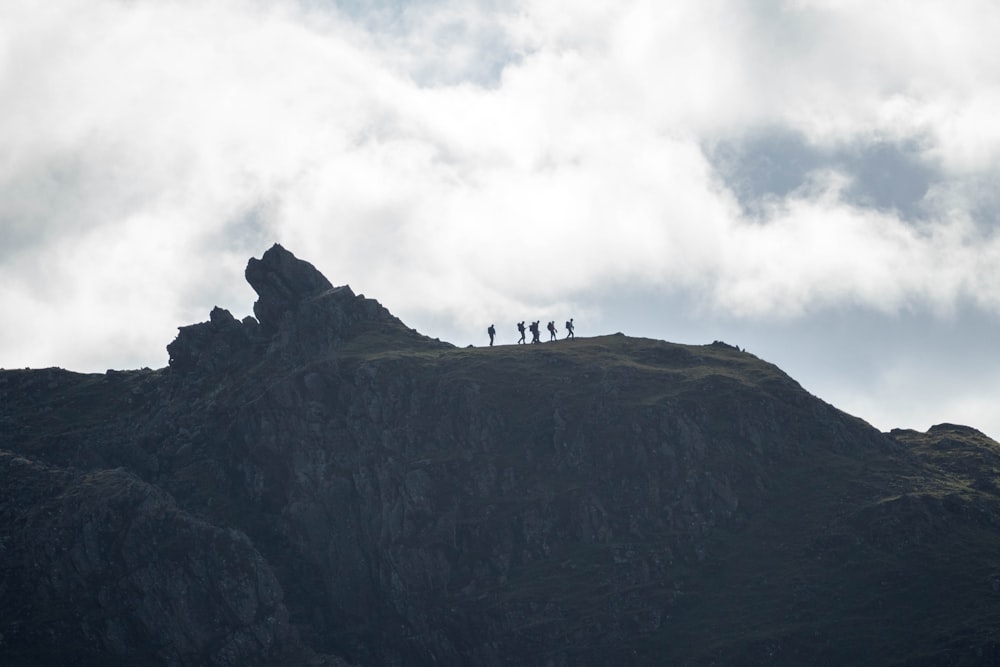 a group of people on a mountain