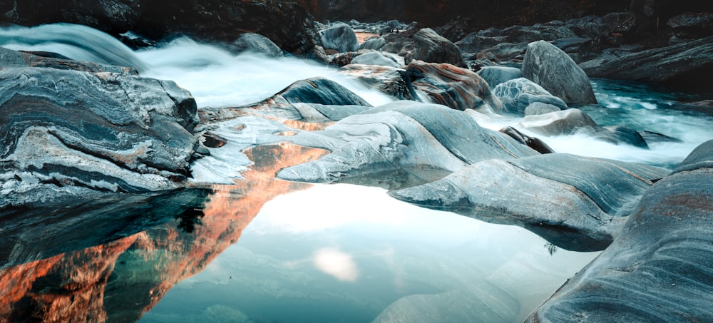 a river flowing through rocks