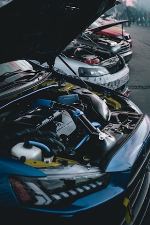 a car with its hood open