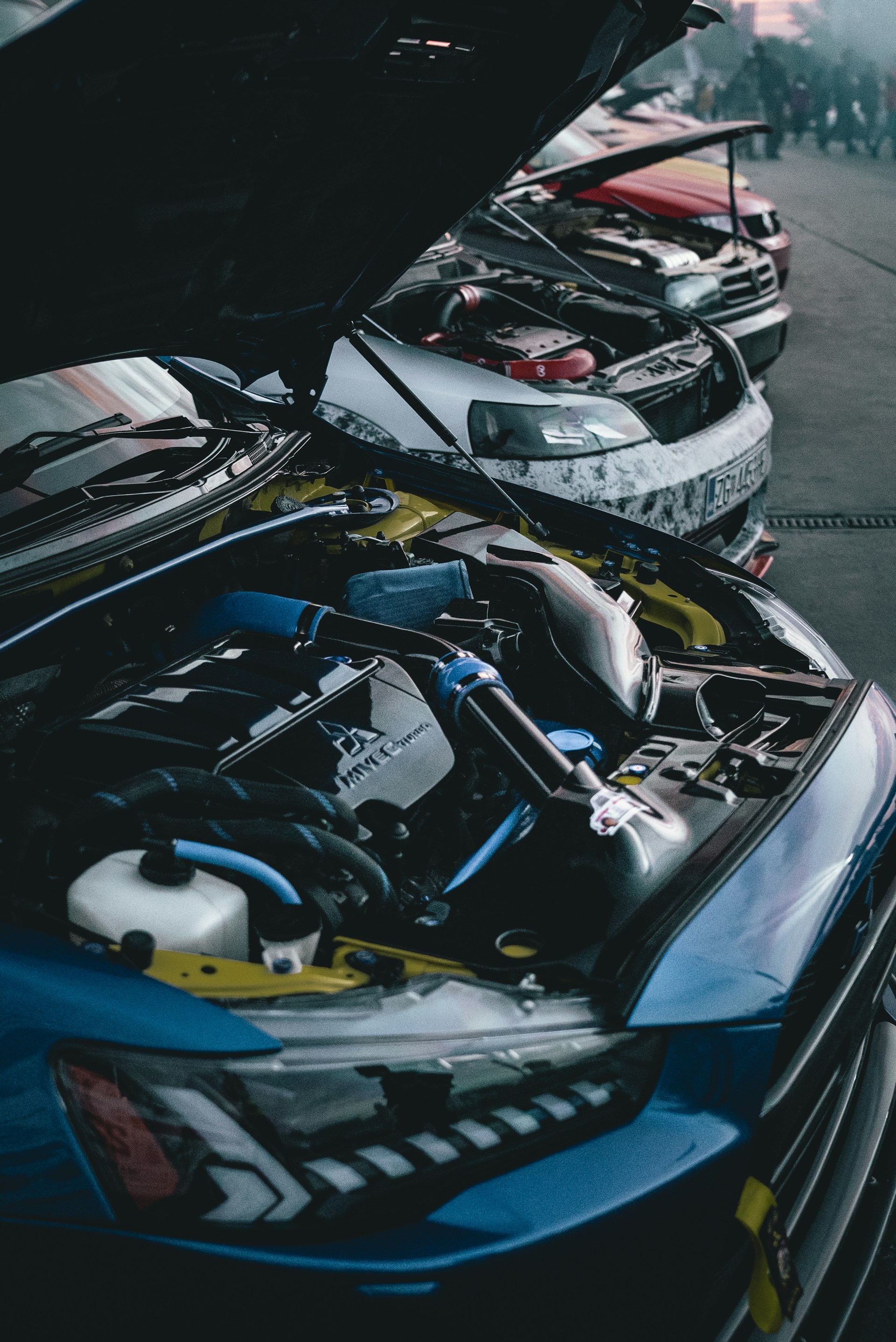 a car with its hood open