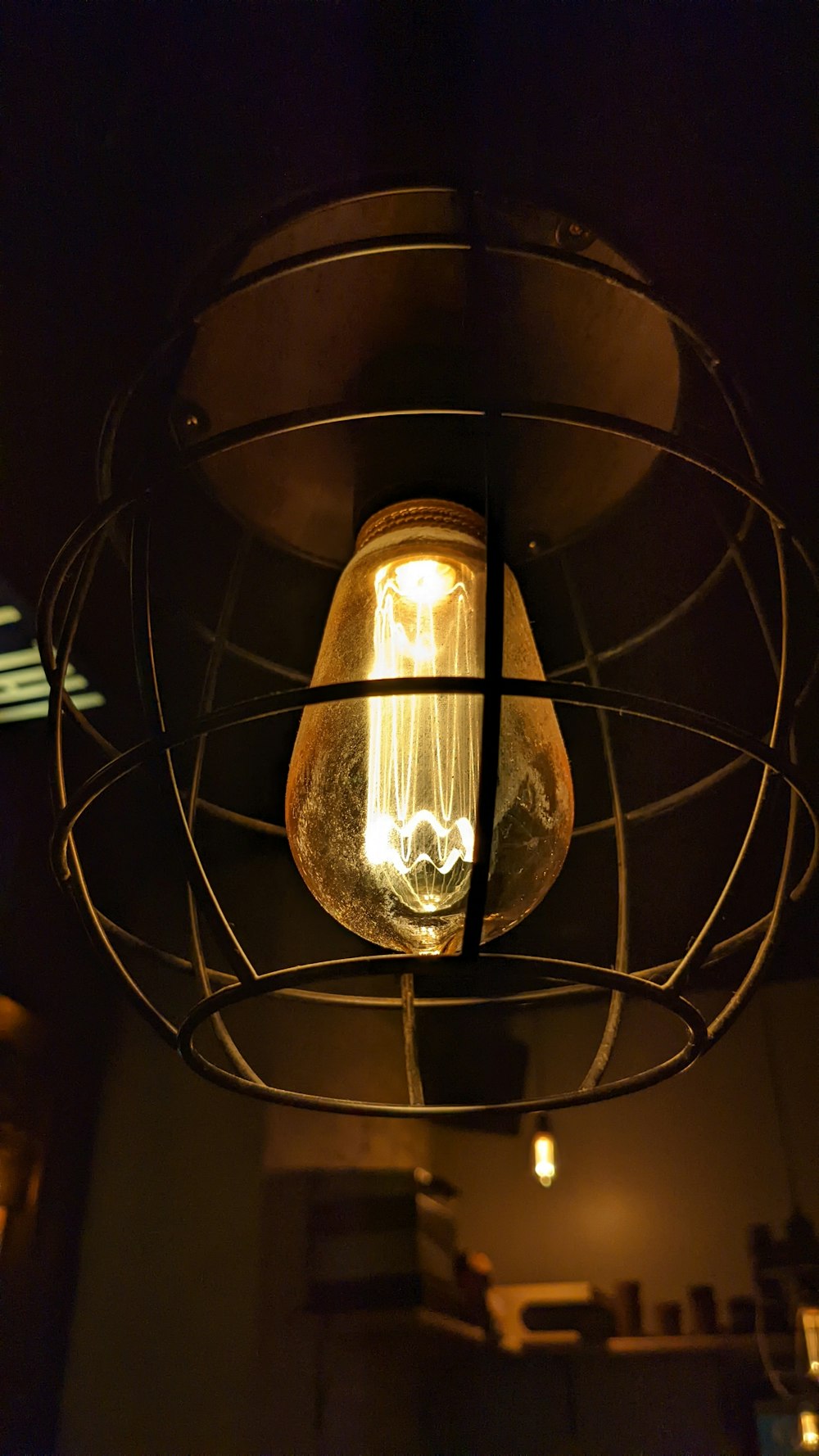 a light bulb on a pole