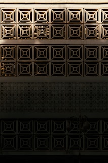 Architectural detail of a building facade with geometric patterns
