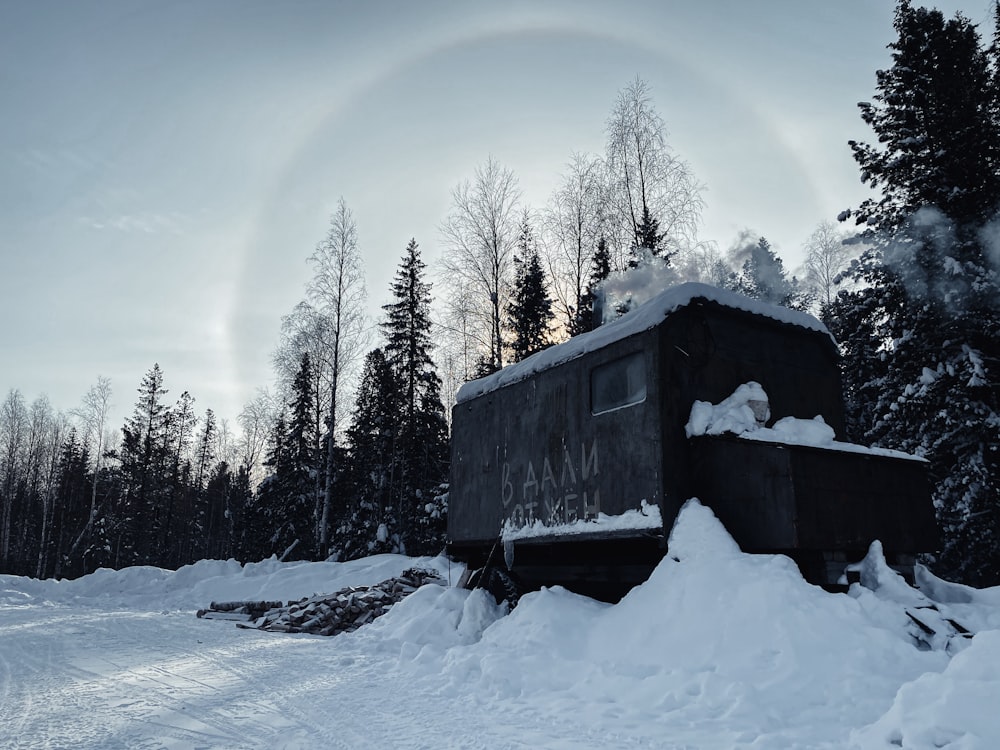 a train car in the snow