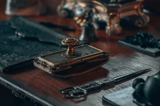 a close-up of a gavel and a book