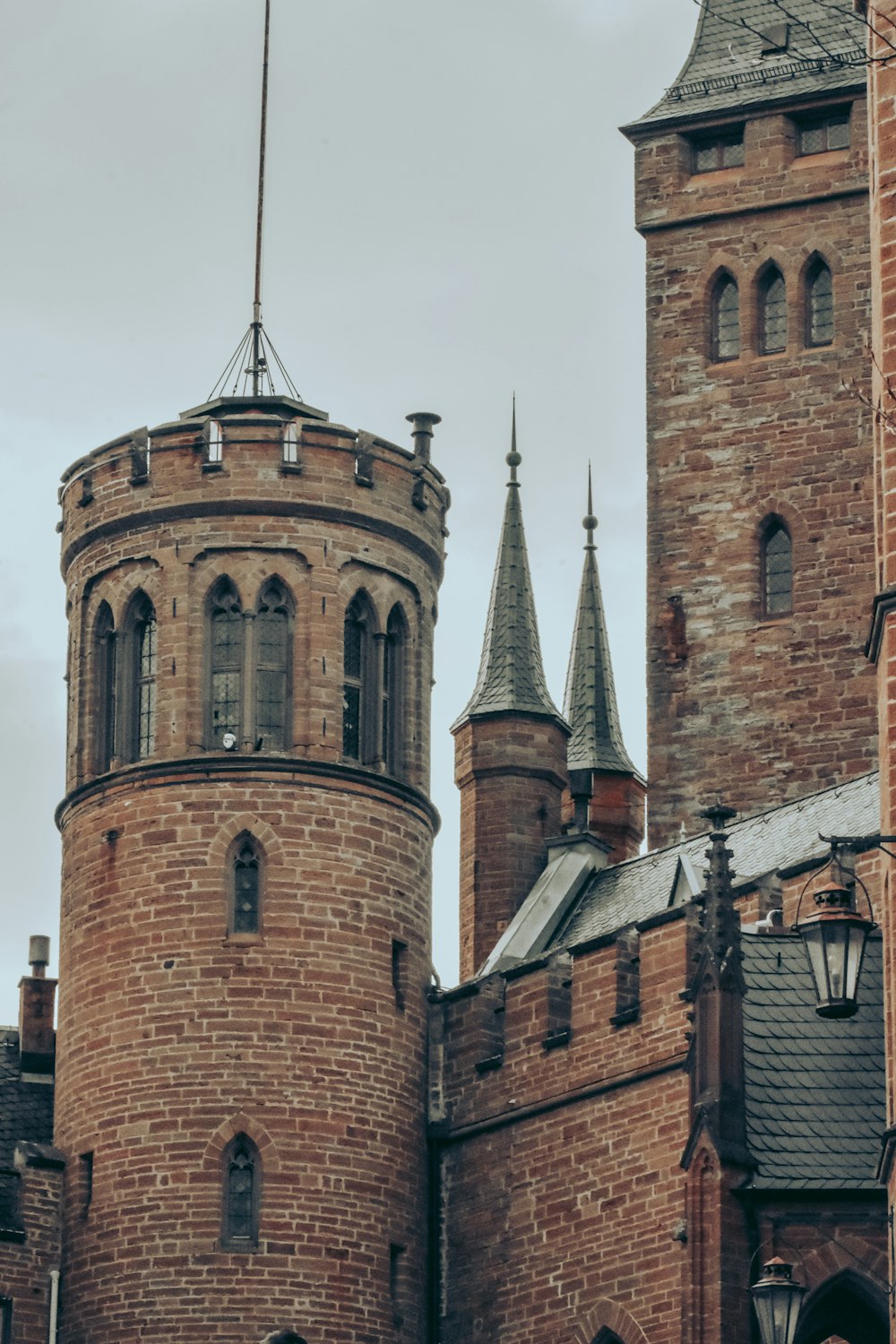 a brick building with a tower