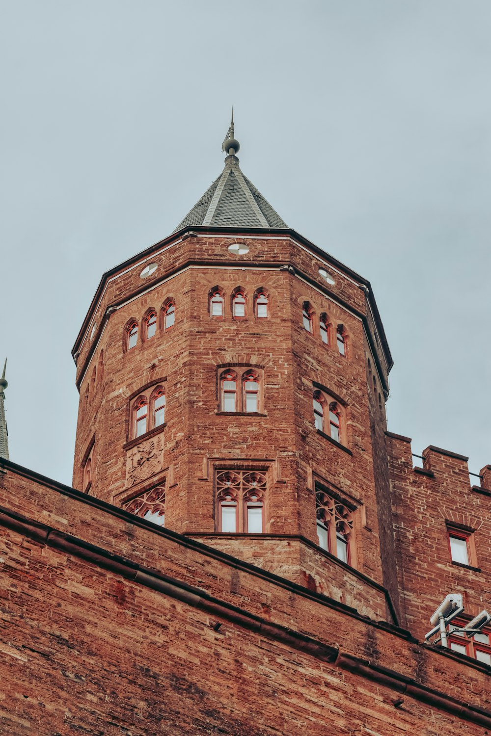 a brick building with a tower