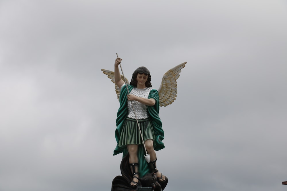 a person sitting on a throne with wings