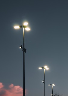 Close-up of hilightz smart lighting controls glowing softly against a twilight sky.