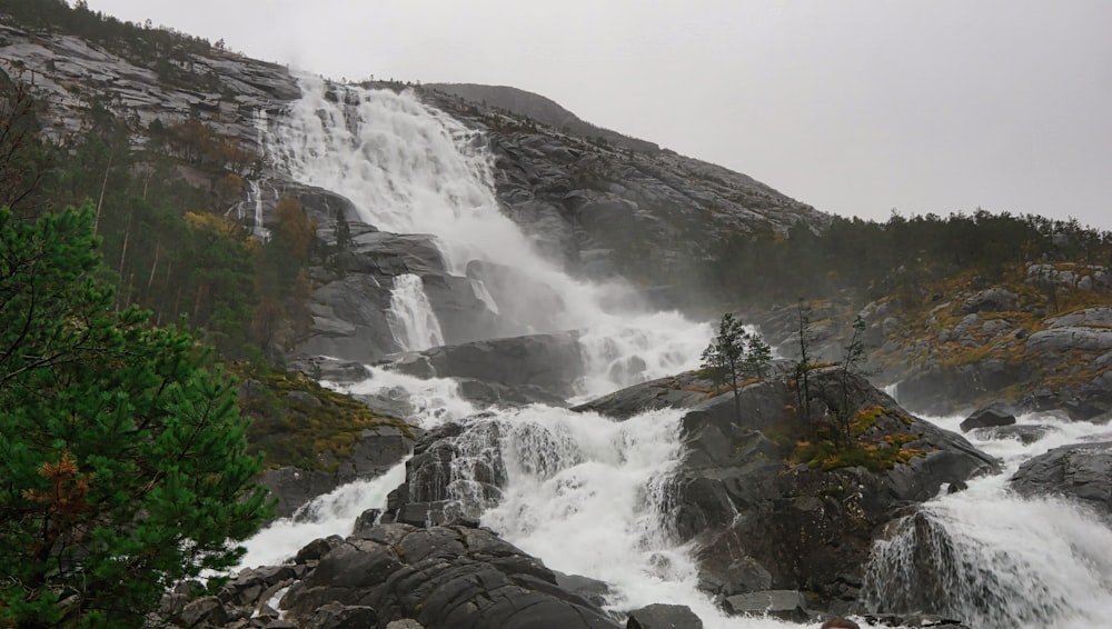 a waterfall in a rocky place