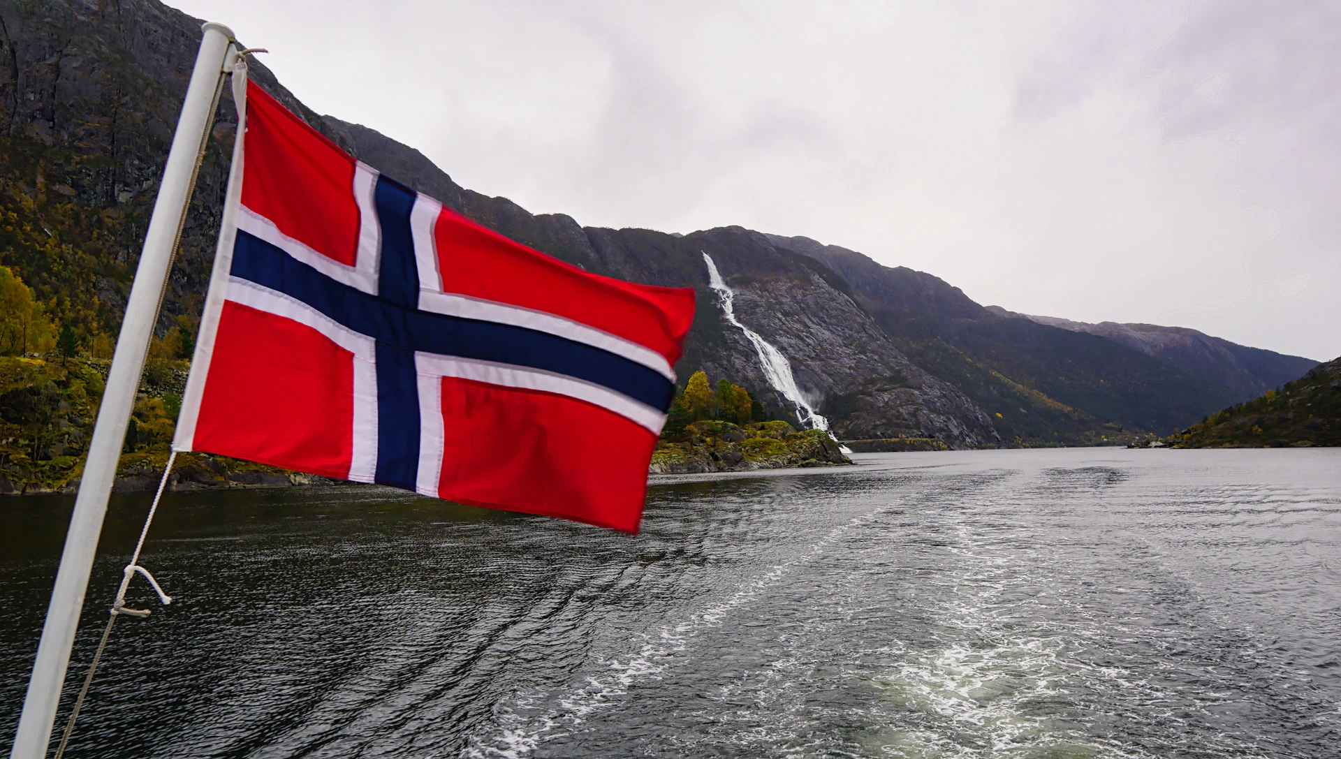 a flag on a boat