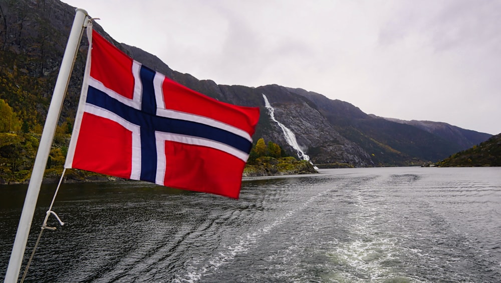 a flag on a boat