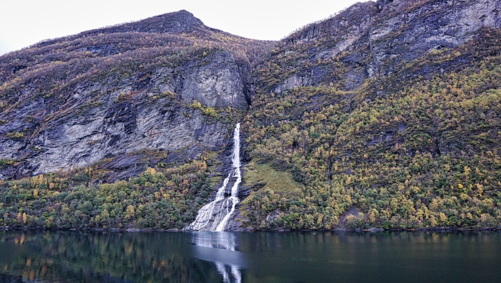 a waterfall in a mountain