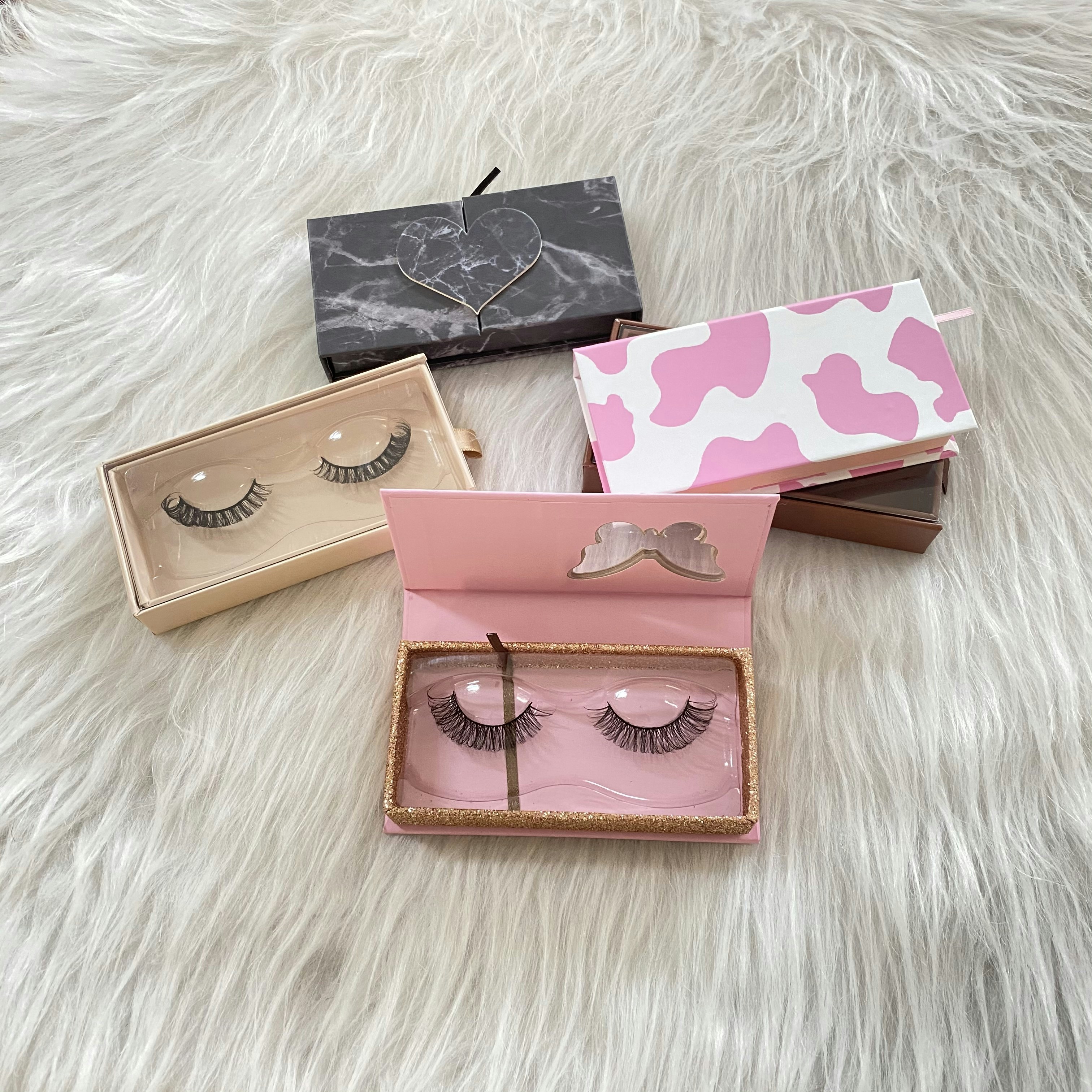 Glamorous false lashes kit displayed on pink packaging