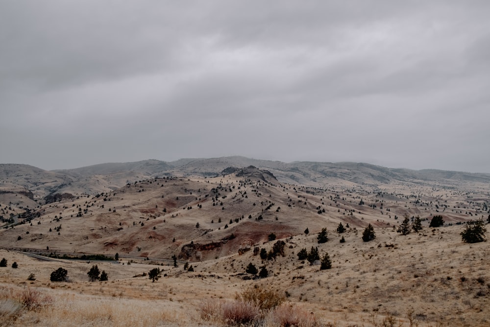 a landscape with hills and trees