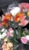 Several bouquets of colorful flowers are wrapped in transparent plastic, displayed in a metal container. The bouquets include a variety of flowers such as pink roses, orange gerberas, white chrysanthemums, and yellow daisies, creating a vibrant assortment.