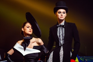 a man and woman in clothing