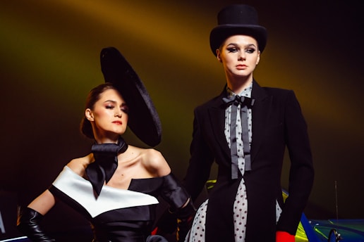 a man and woman in clothing