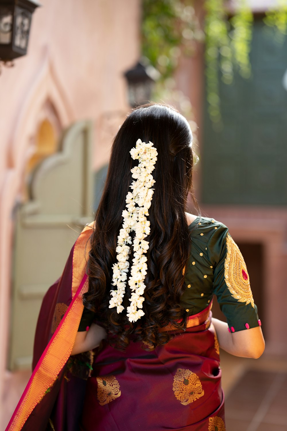 a woman wearing a traditional dress