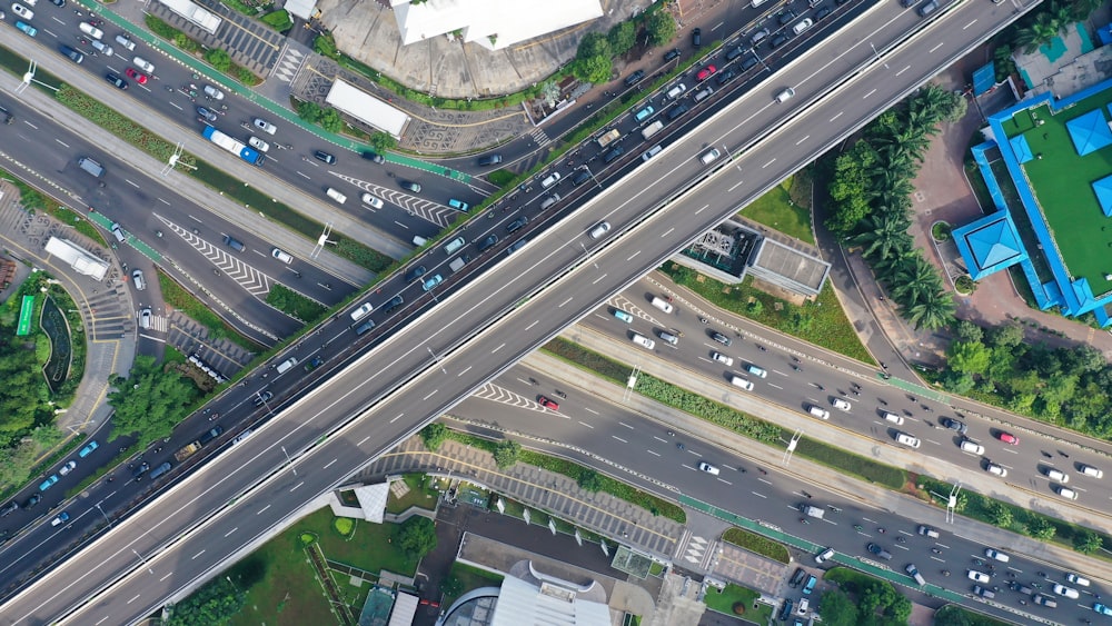 a highway with many cars