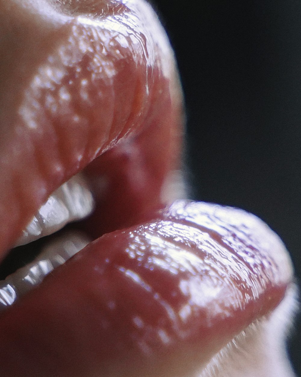 close-up of a person's tongue