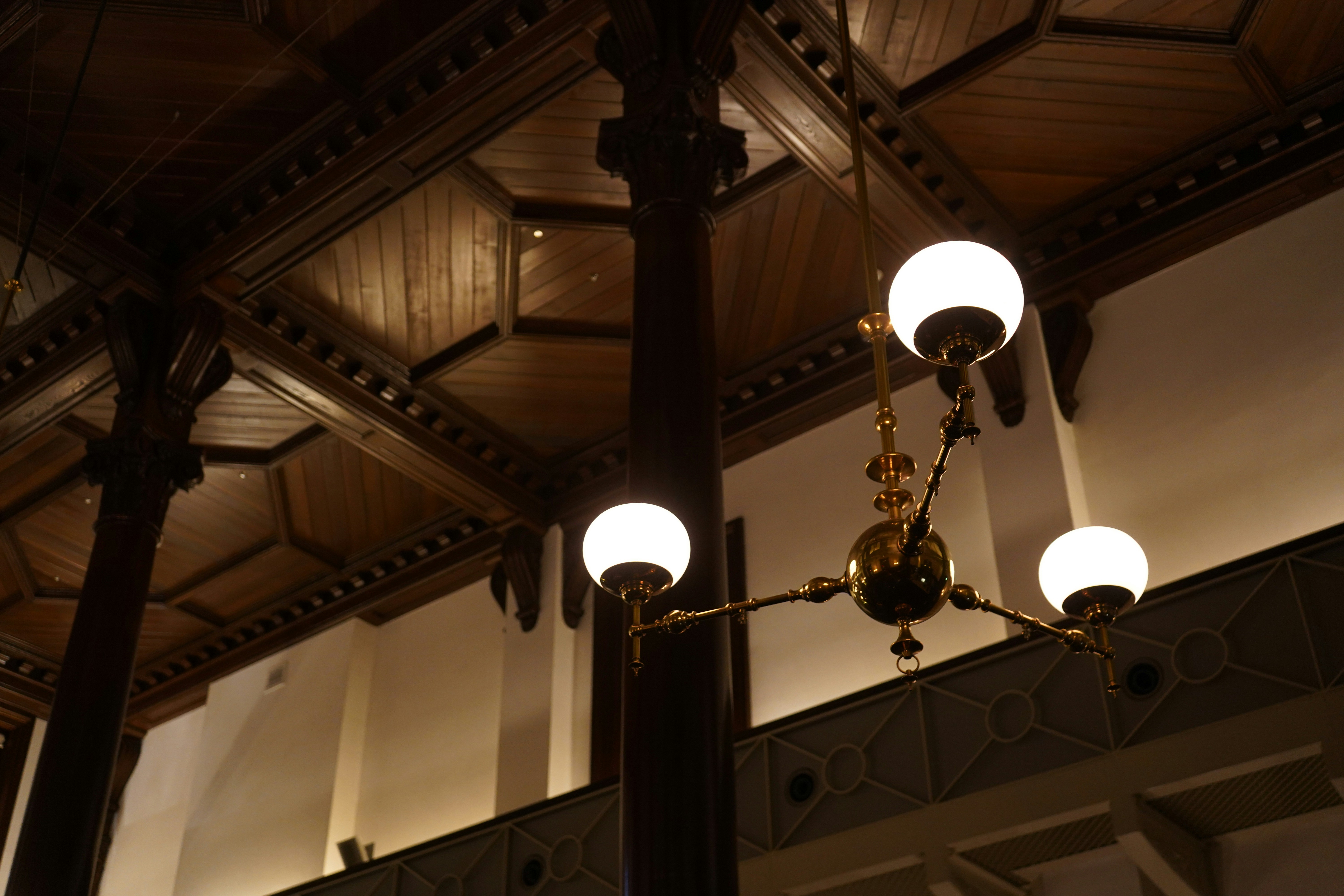 a chandelier from a ceiling