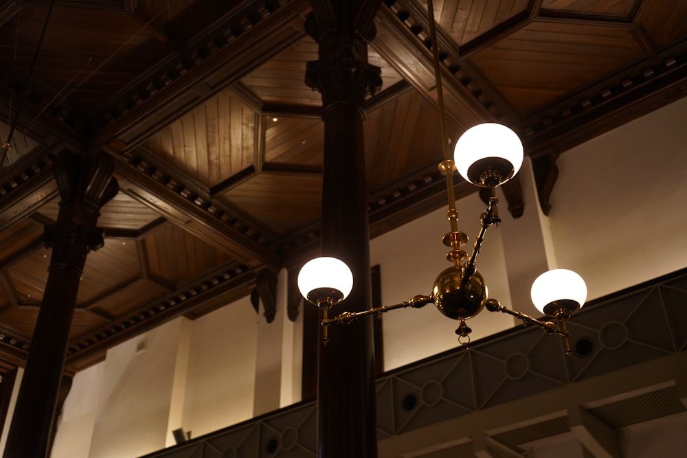 a chandelier from a ceiling