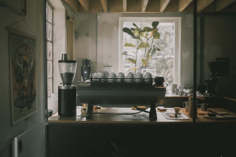 a vase of flowers on a counter