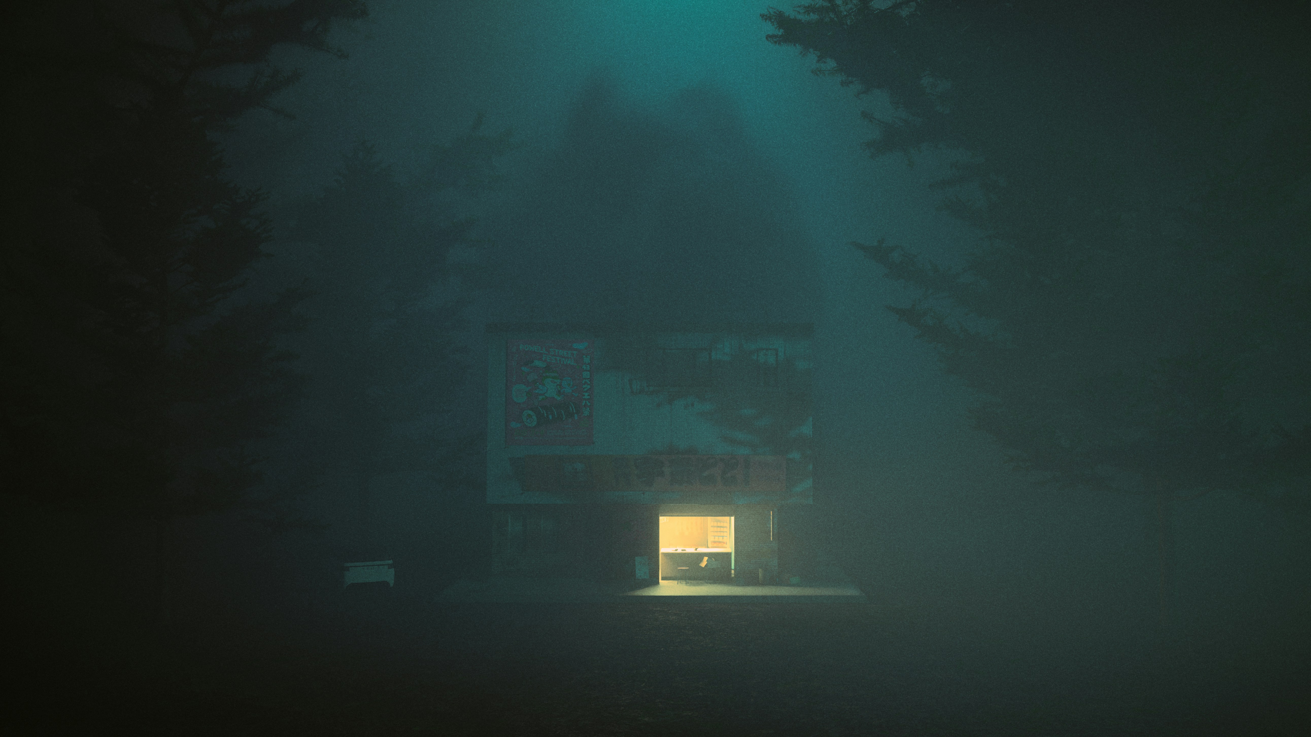 スクリーンとライトのある暗い部屋