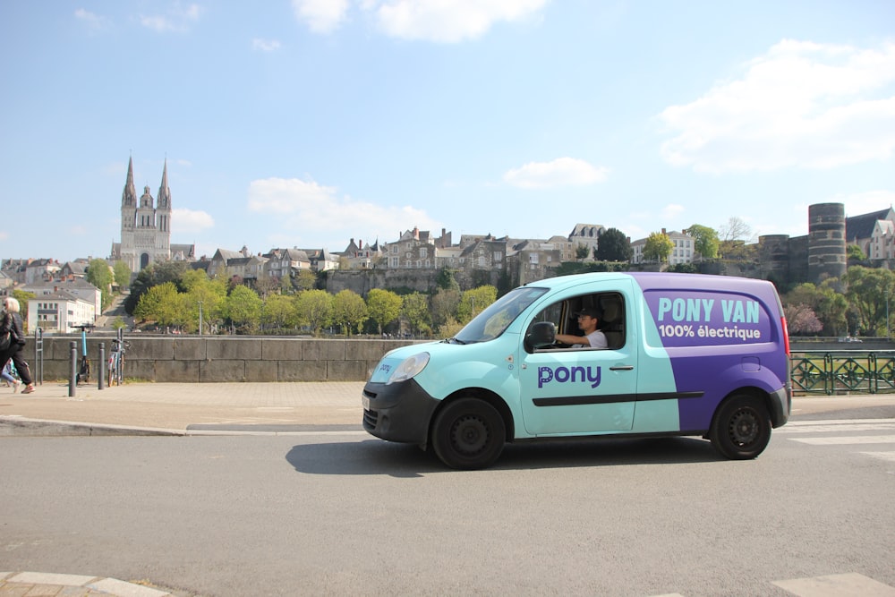 a van on a road