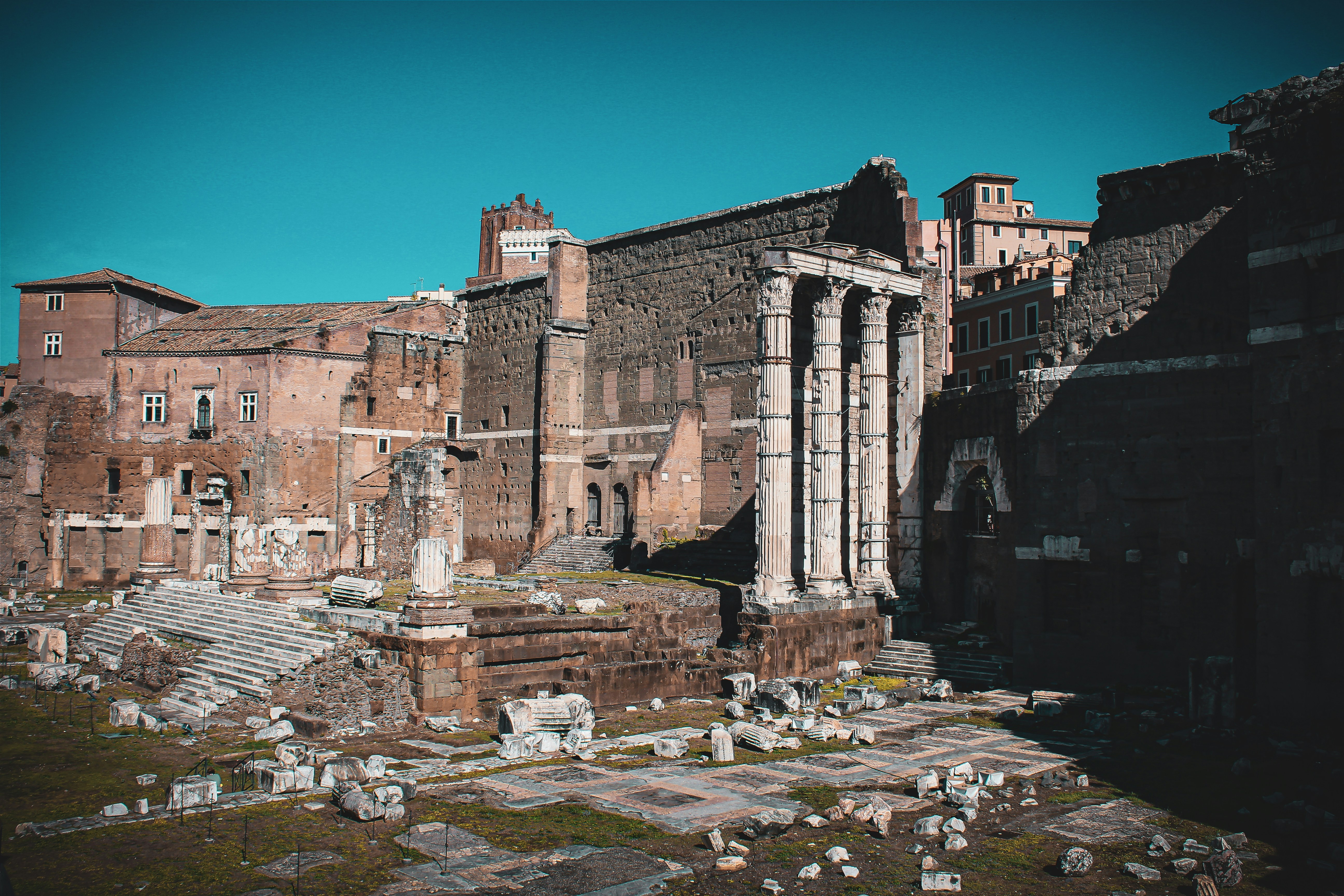 a stone building with a moat