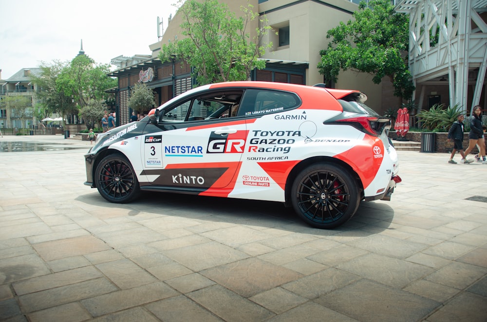 a white and red car