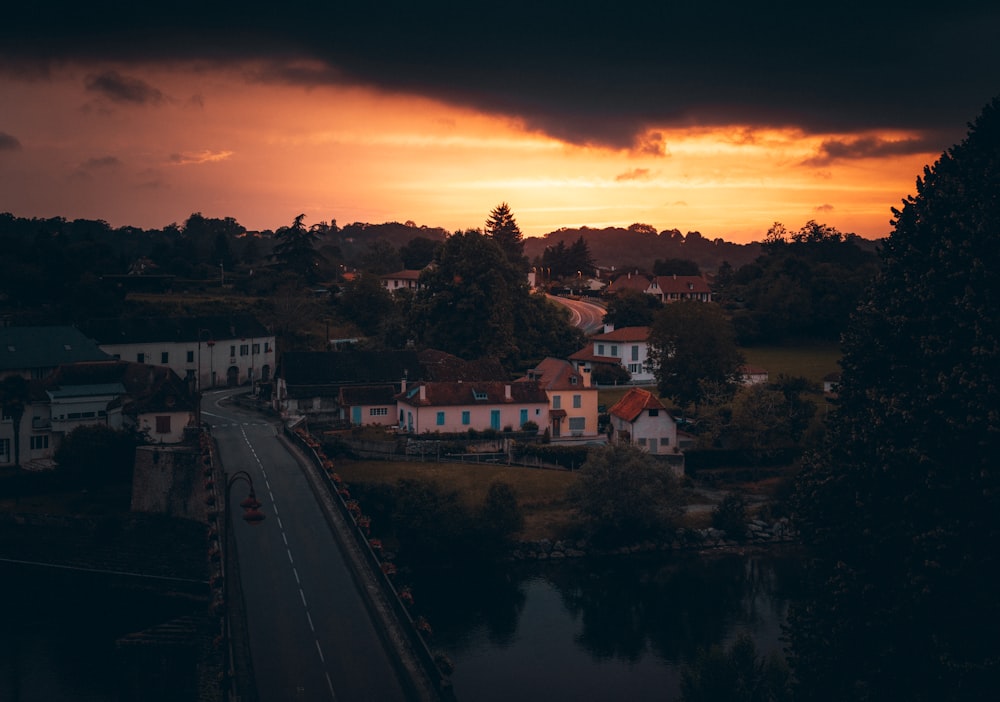 a town with a river running through it