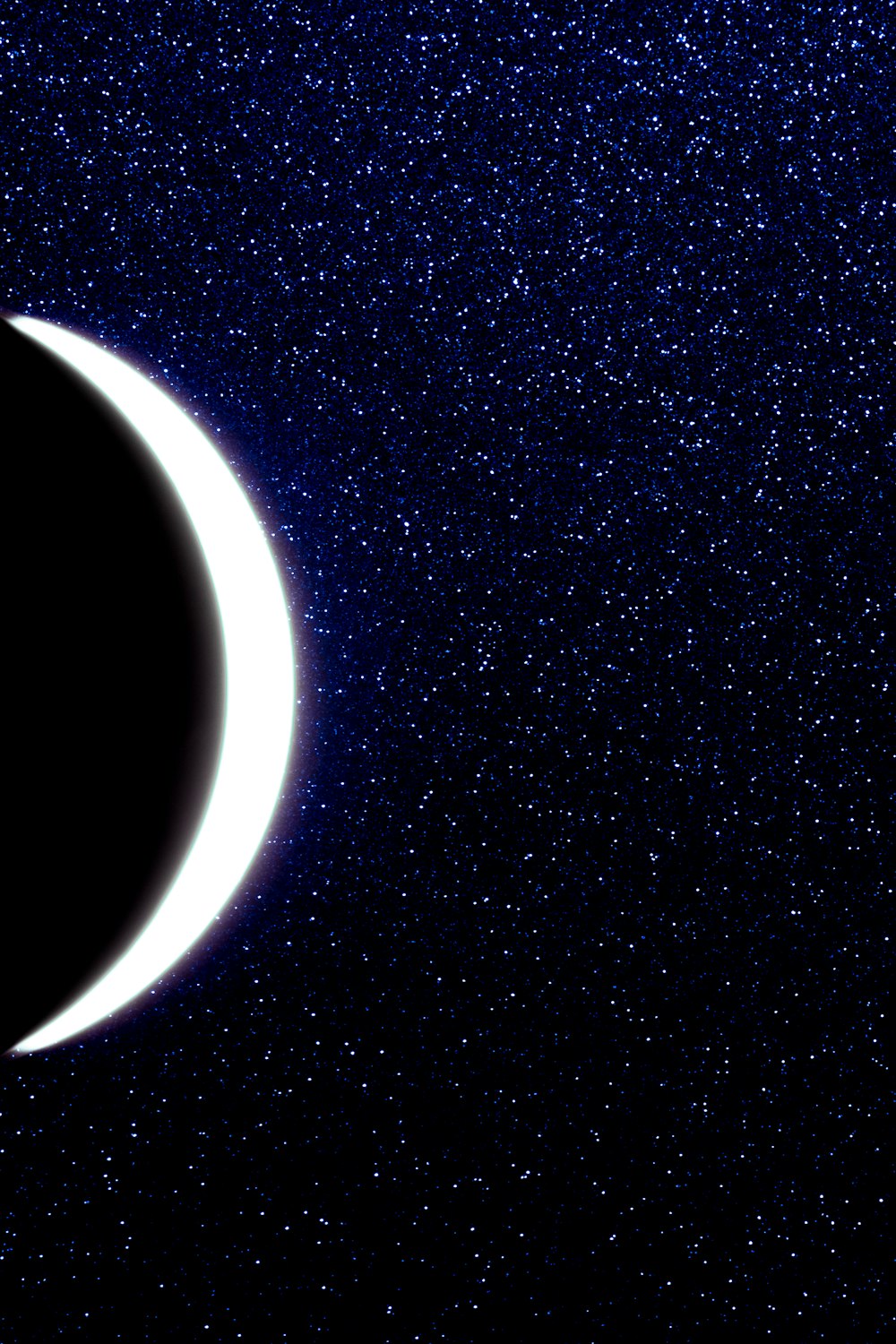 a white crescent moon