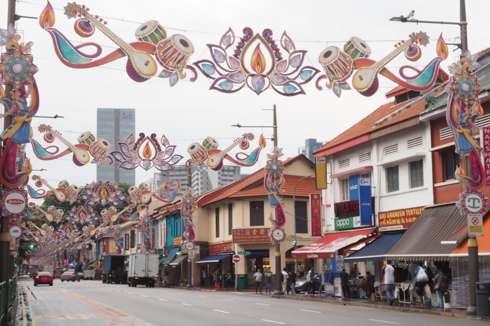 a street with buildings and people