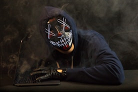 a man wearing a mask