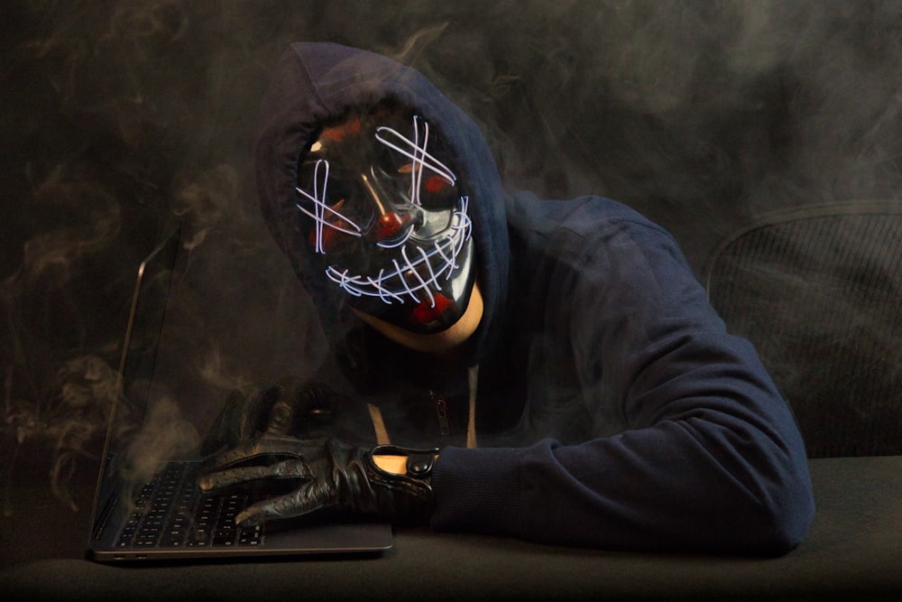 a man wearing a mask