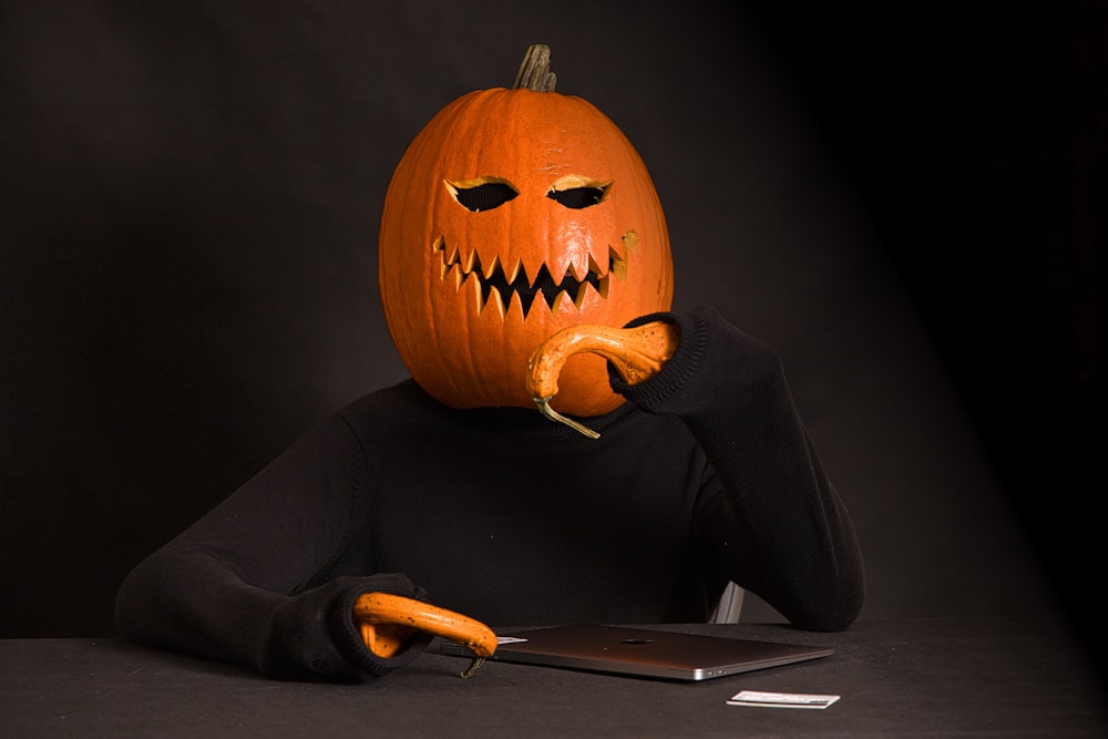 a pumpkin carved to look like a face