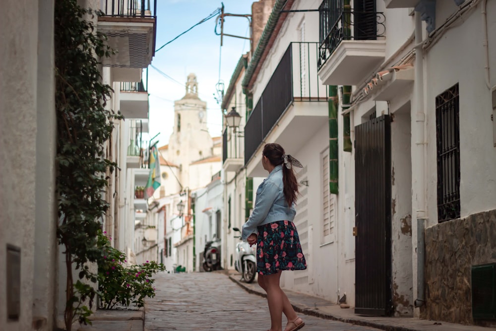 a person walking down a street