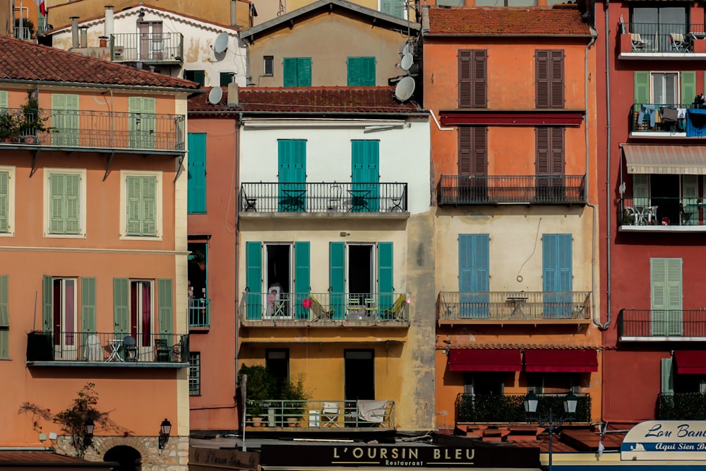 a row of colorful buildings