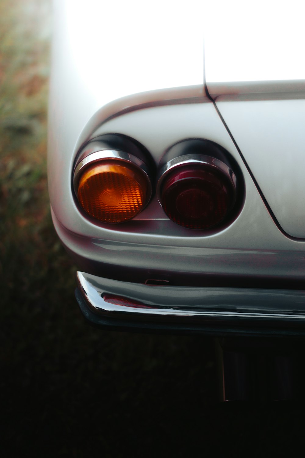 a close up of a car's headlight