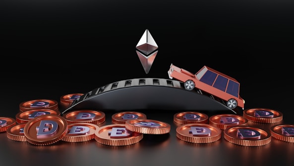 a toy car on a pile of coins