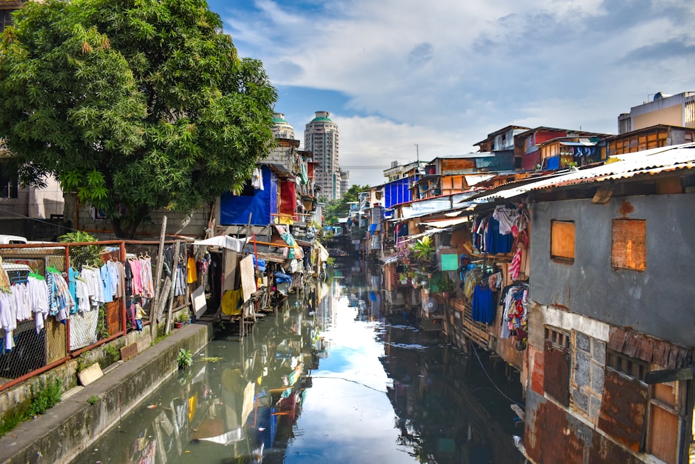 a canal with buildings along it