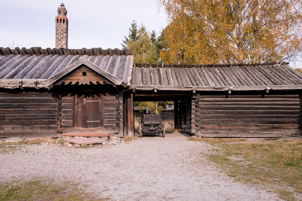 a wood building with a tower